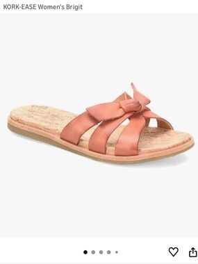 KORK-EASE women’s brigit bow leather orange Tan Slide Sandals comfortable size 8